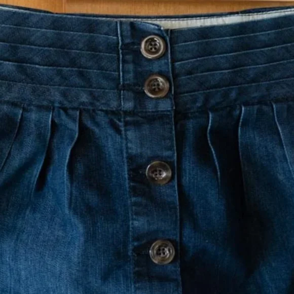 Anthro Pilcro & the Letterpress Mini Denim High Waist w. Pockets Skirt womens 6 - Picture 4 of 15